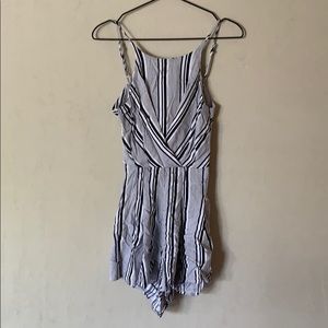 striped romper with tie back